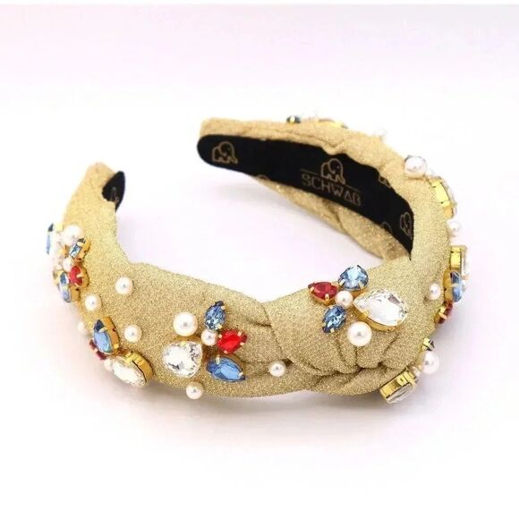 Americana Headband - Crystal Headband in Sparkling Gold - Picture 2 of 4